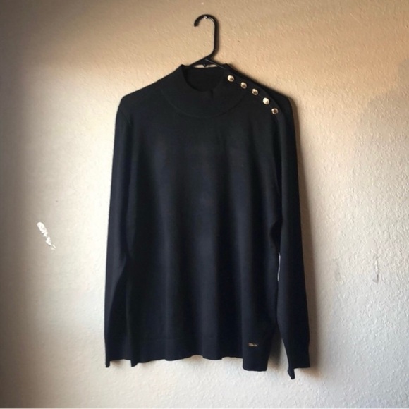 New Calvin Klein Sweater Women’s Large Black Decorative Buttons Casual Sweater - Picture 13 of 13